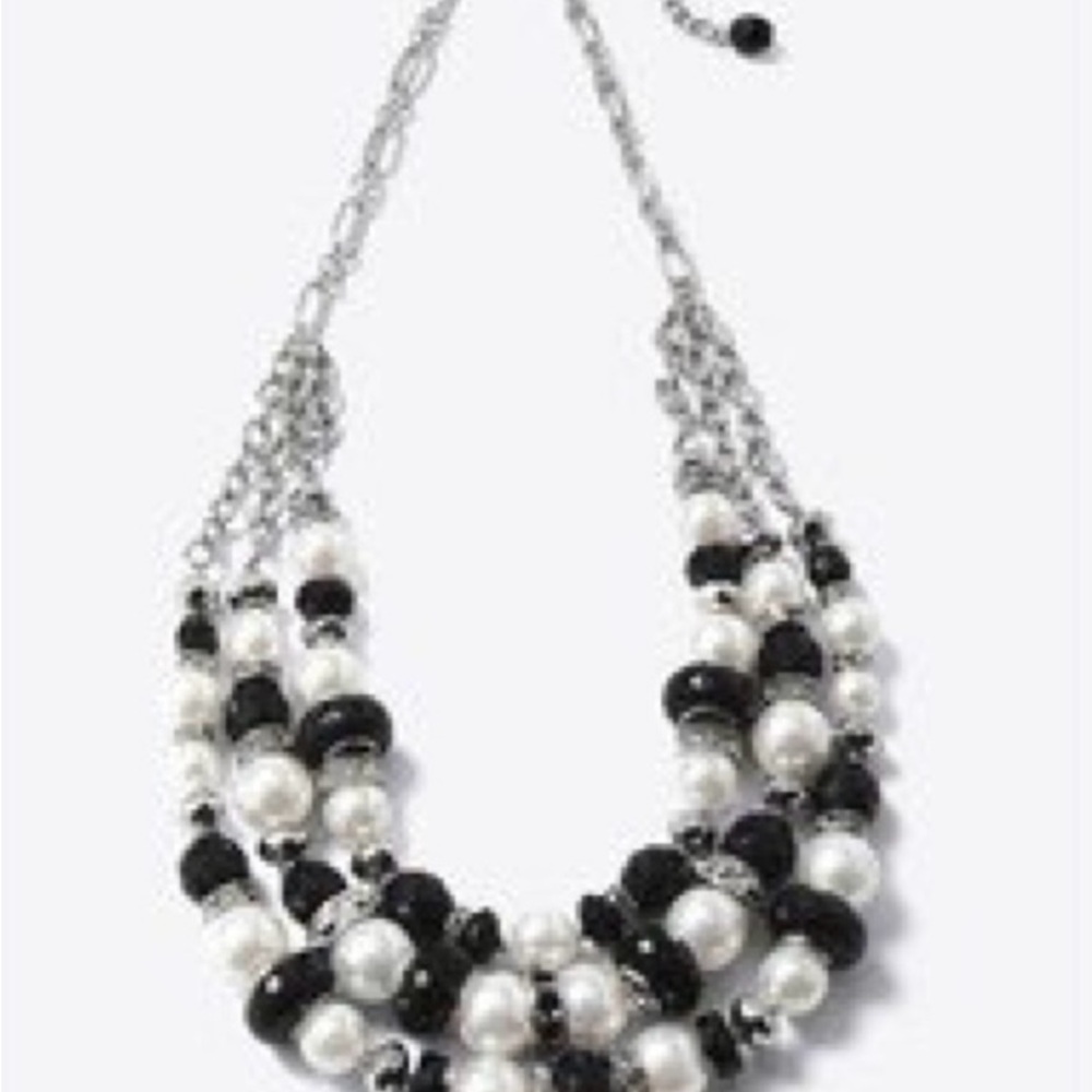 WHBM - Black and White Pearl & Crystal Necklace